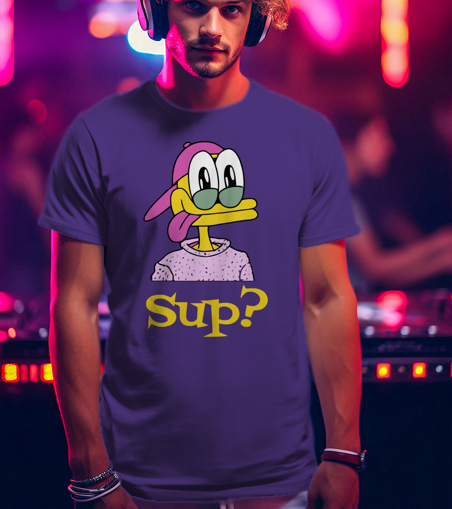 Nft Sup Ducks Purple Background Retro Cartoon T-Shirt