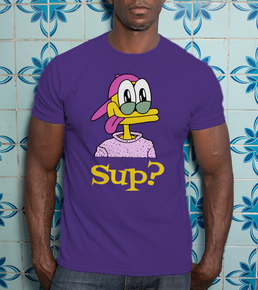 Nft Sup Ducks Purple Background Retro Cartoon T-Shirt