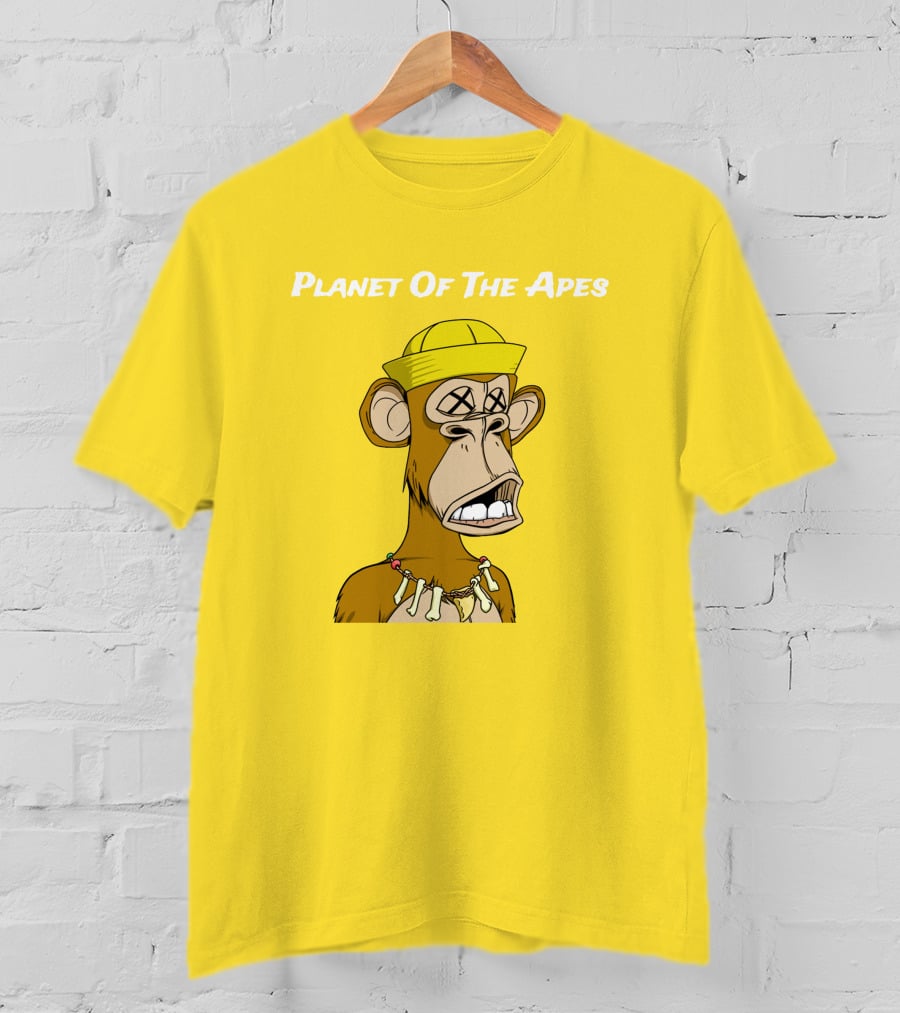 Planet Of The Apes NFT Style Yellow Hat Cross-Eyed Ape T-Shirt