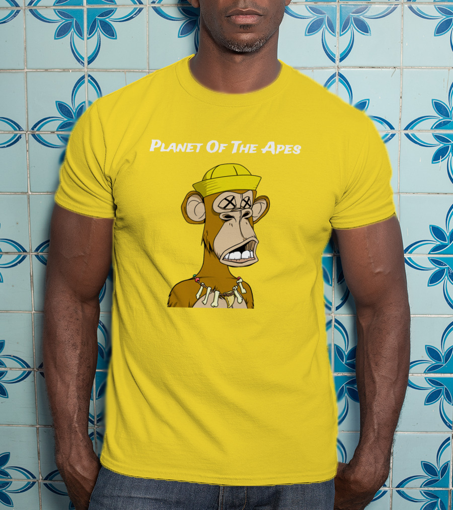 Planet Of The Apes NFT Style Yellow Hat Cross-Eyed Ape T-Shirt