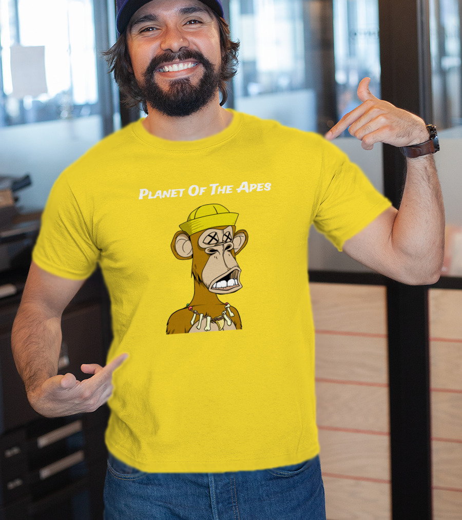 Planet Of The Apes NFT Style Yellow Hat Cross-Eyed Ape T-Shirt