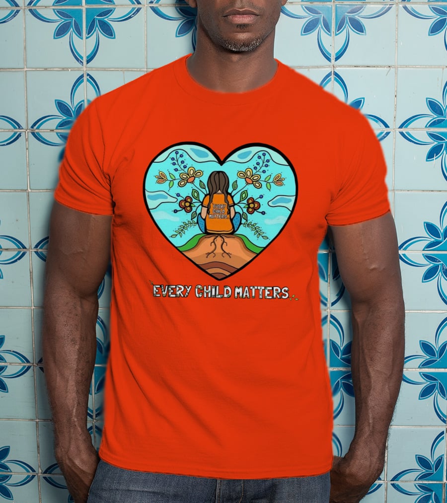 Every Child Matters Heart Design With Orange Background T-Shirt