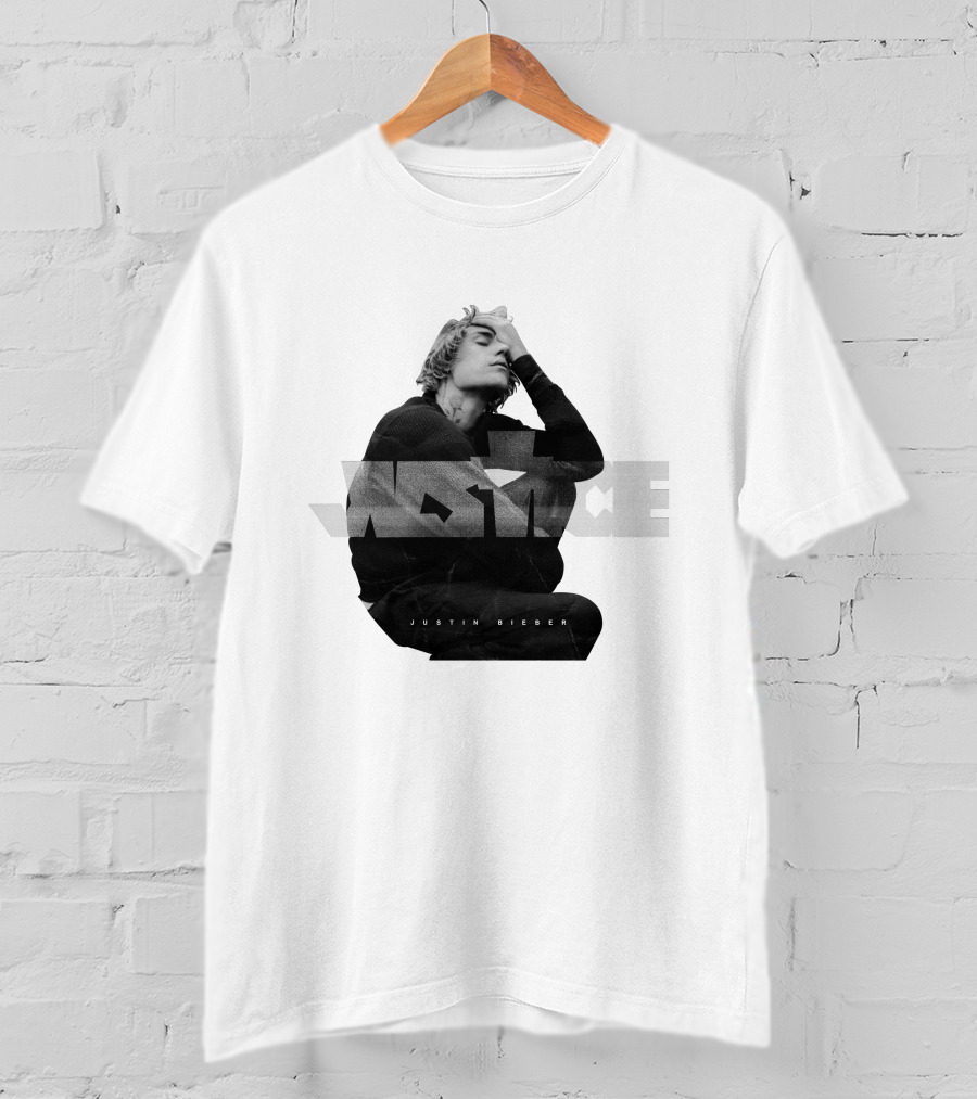 Justin Bieber Justice Album Cover Black And White Image T-Shirt