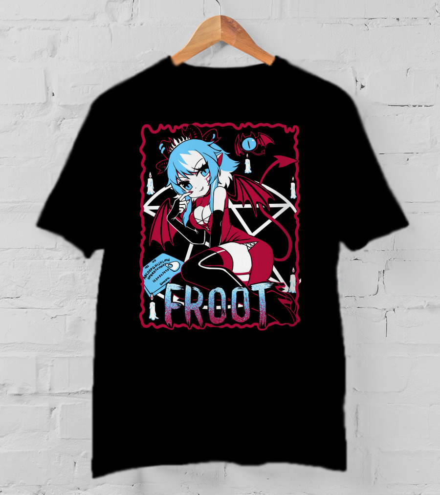 Froot Vtuber Halloween With Pentagram And Demonic Wings T-Shirt