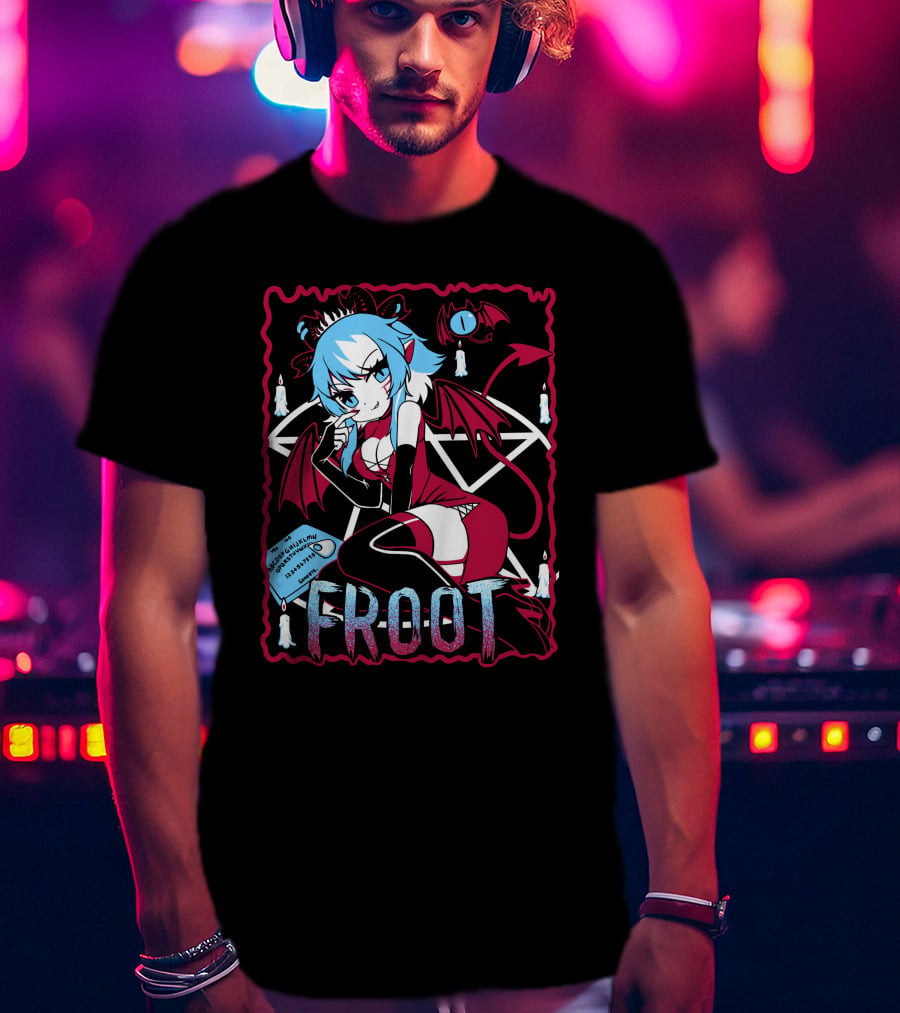 Froot Vtuber Halloween With Pentagram And Demonic Wings T-Shirt