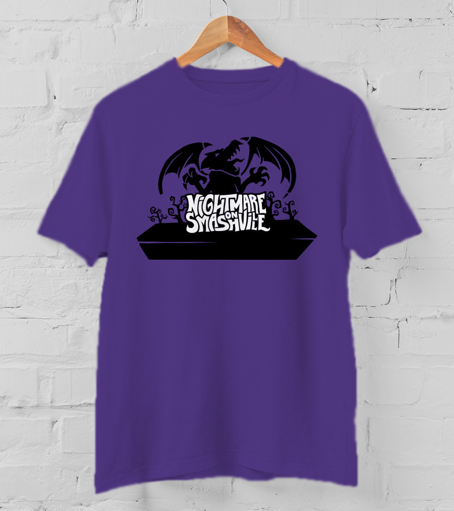 Nightmare On Smashville Purple Design Featuring Dragon And Tiny Syd Halloween T-Shirt