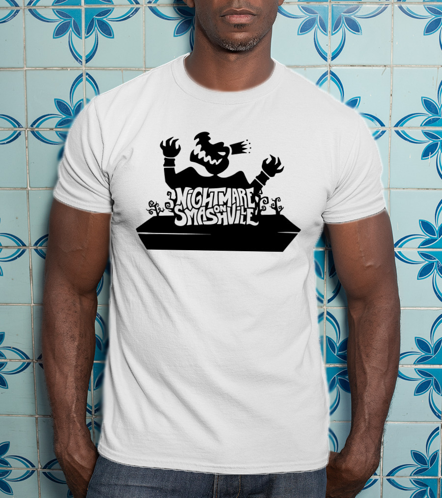 King Crocodile Nightmare On Smashville Halloween Monster Silhouette Spooky T-Shirt