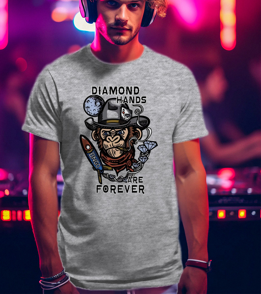 Diamond Hands Are Forever Bngo Ape Cowboy Space Rocket T-Shirt
