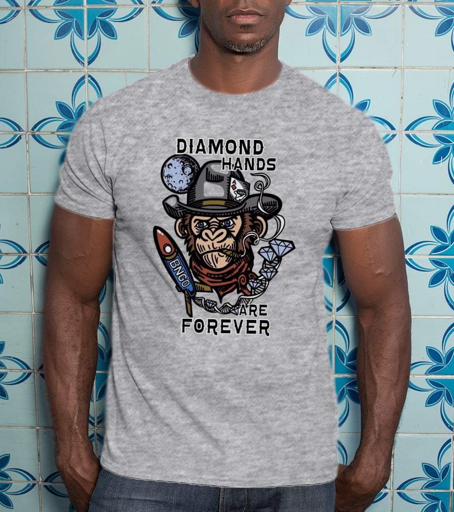 Diamond Hands Are Forever Bngo Ape Cowboy Space Rocket T-Shirt