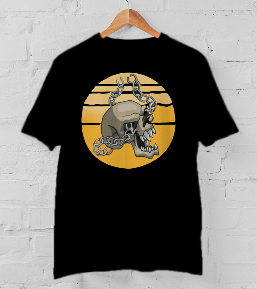 Trick Or Treat Creepy Skull With Chains Halloween Skeleton T-Shirt