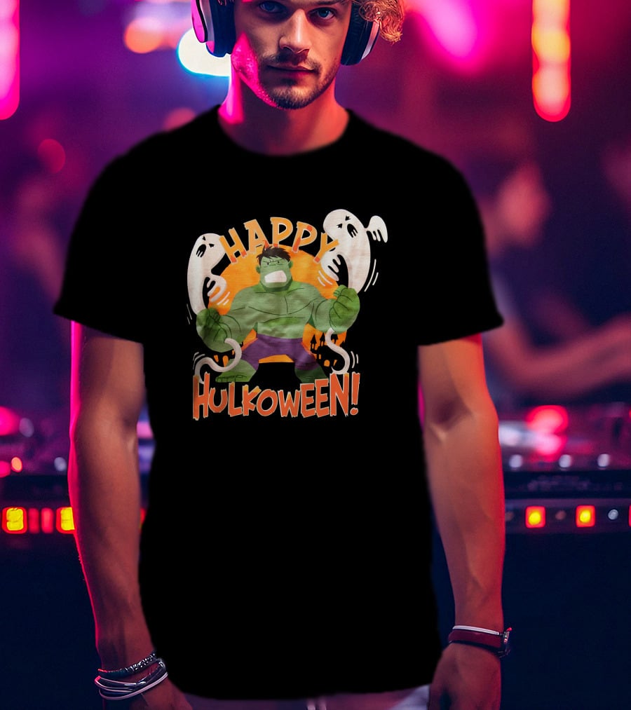 Happy Hulkoween Incredible Hulk Halloween Ghosts And Pumpkins T-Shirt