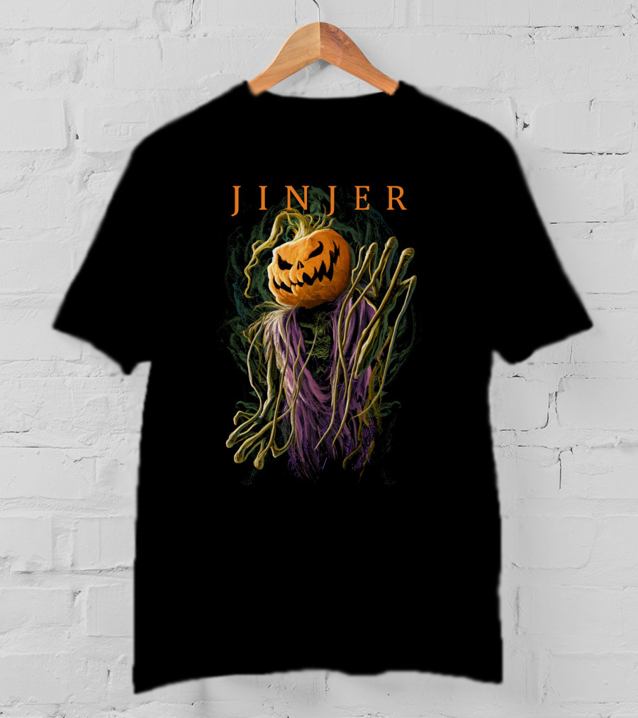Jinjer Spooky Pumpkin Scarecrow Straw Halloween T-Shirt