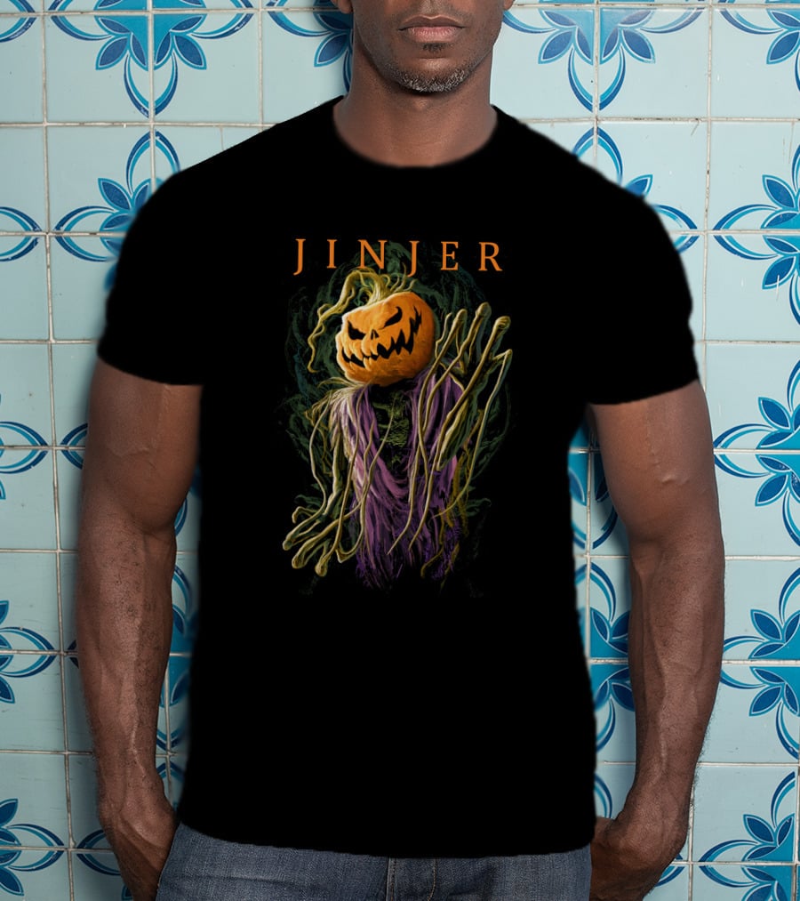 Jinjer Spooky Pumpkin Scarecrow Straw Halloween T-Shirt