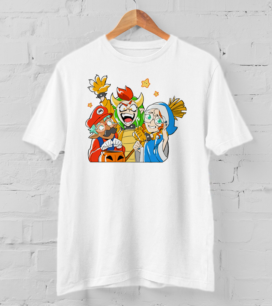 Bowser Mario And Princess Peach Celebrate Happy Halloween T-Shirt
