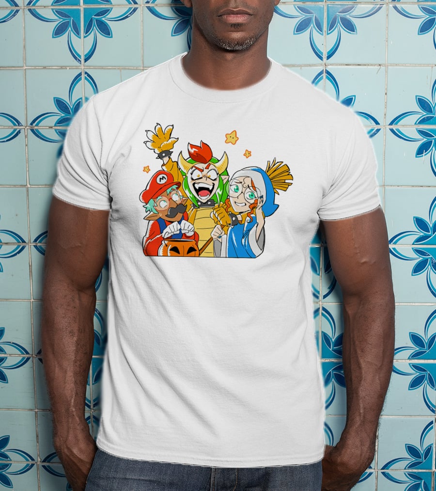 Bowser Mario And Princess Peach Celebrate Happy Halloween T-Shirt