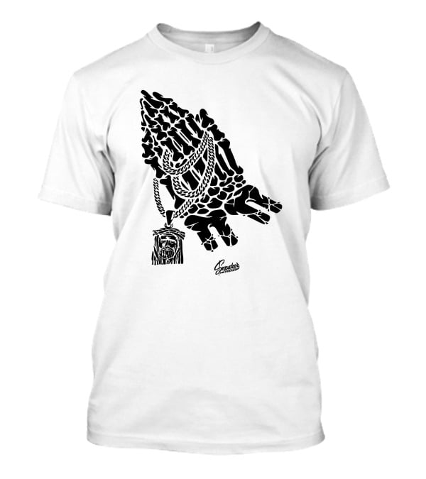 Spreaders Threads Bone Hand Necklace Pray Sneaker T-Shirt