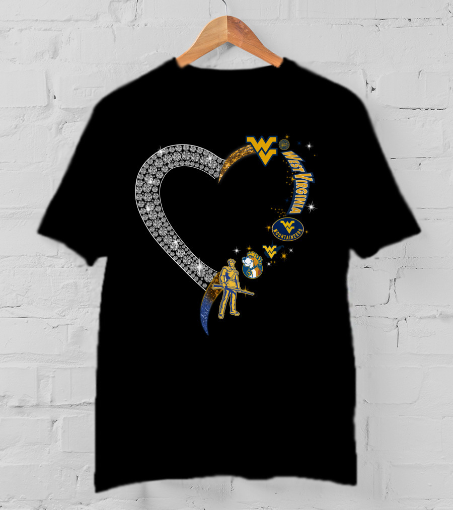 WVM Heart West Virginia Mountaineers Diamond Logo And Mascot T-Shirt