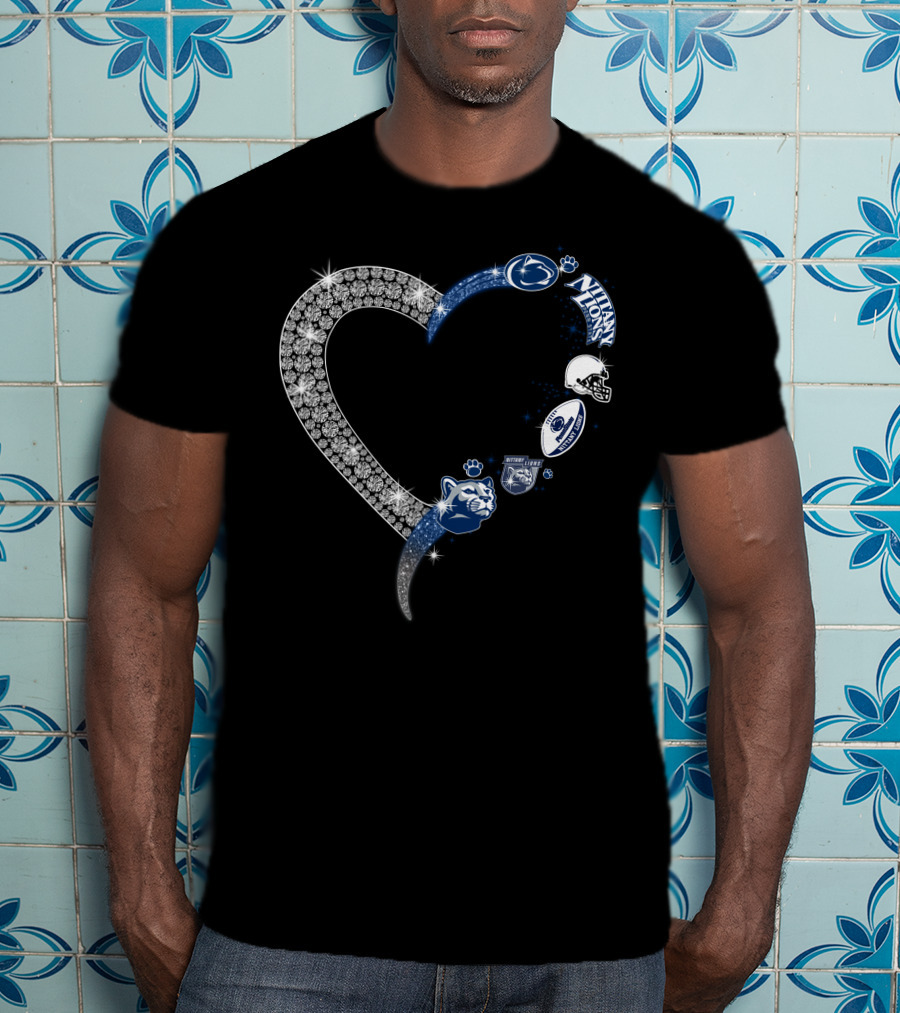 Penn State Nittany Lions Heart Logo Crystal T-Shirt