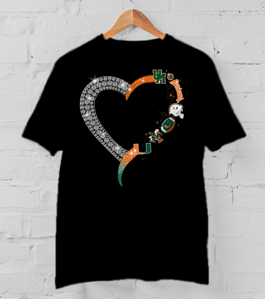 Miami Hurricanes Heart Sparkle U T-Shirt