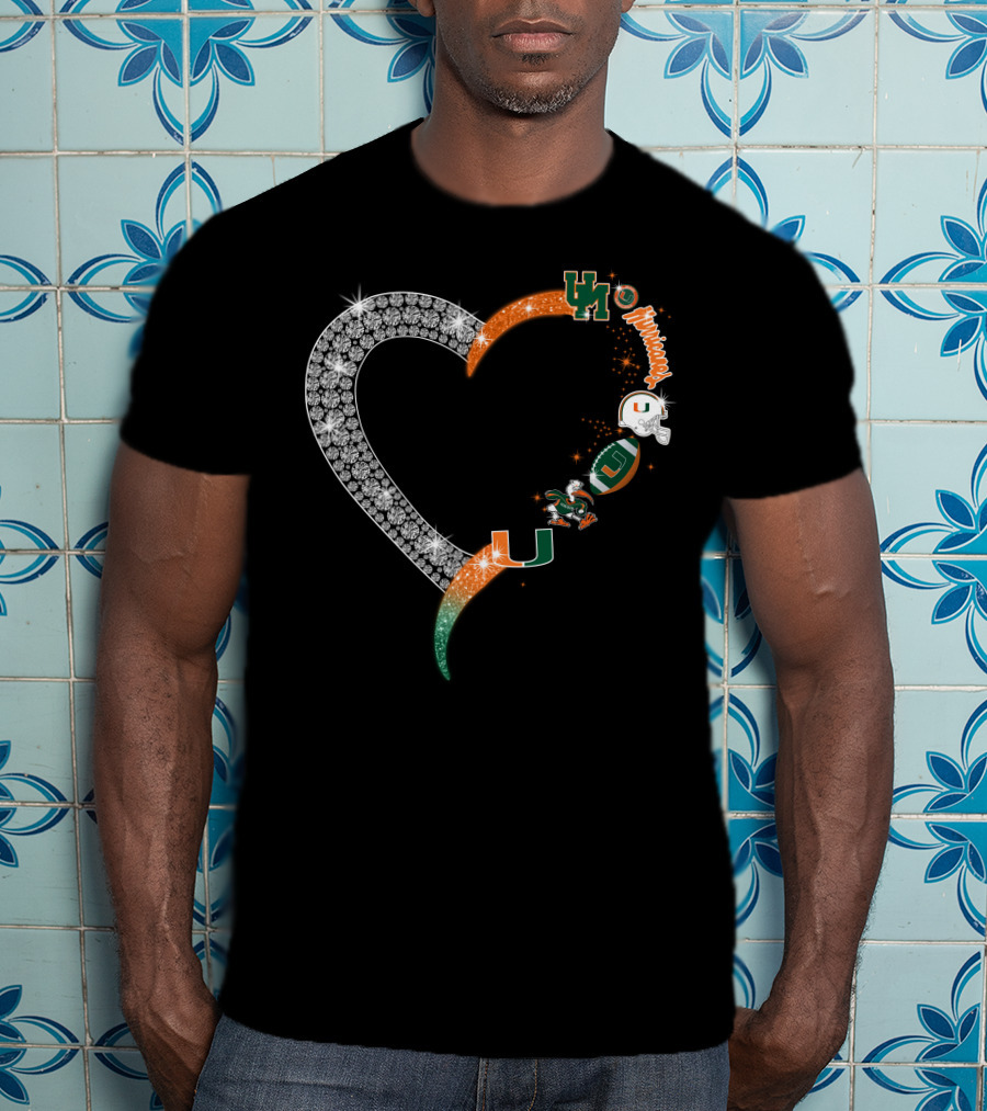 Miami Hurricanes Heart Sparkle U T-Shirt
