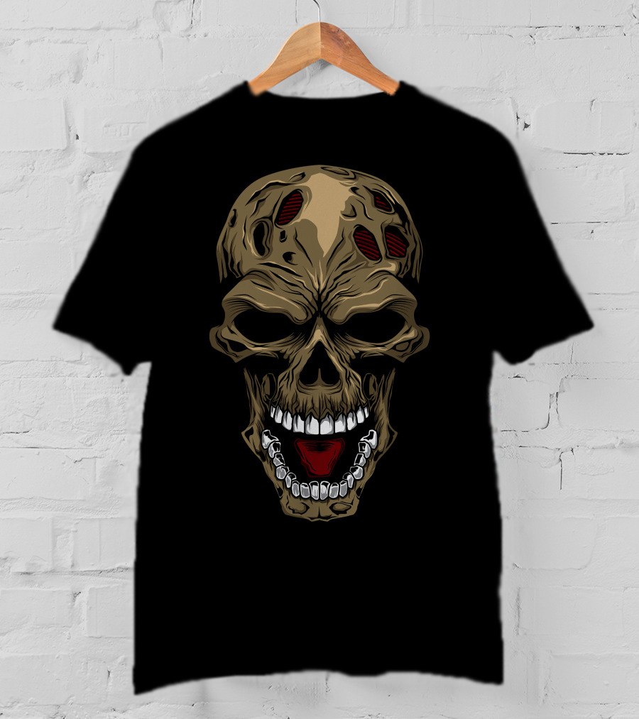 Skull Zombie Mask Halloween T-Shirt