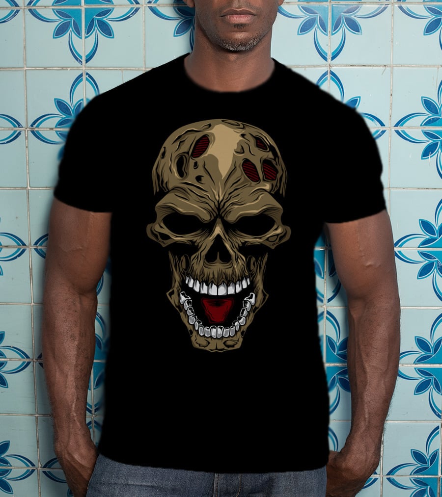 Skull Zombie Mask Halloween T-Shirt