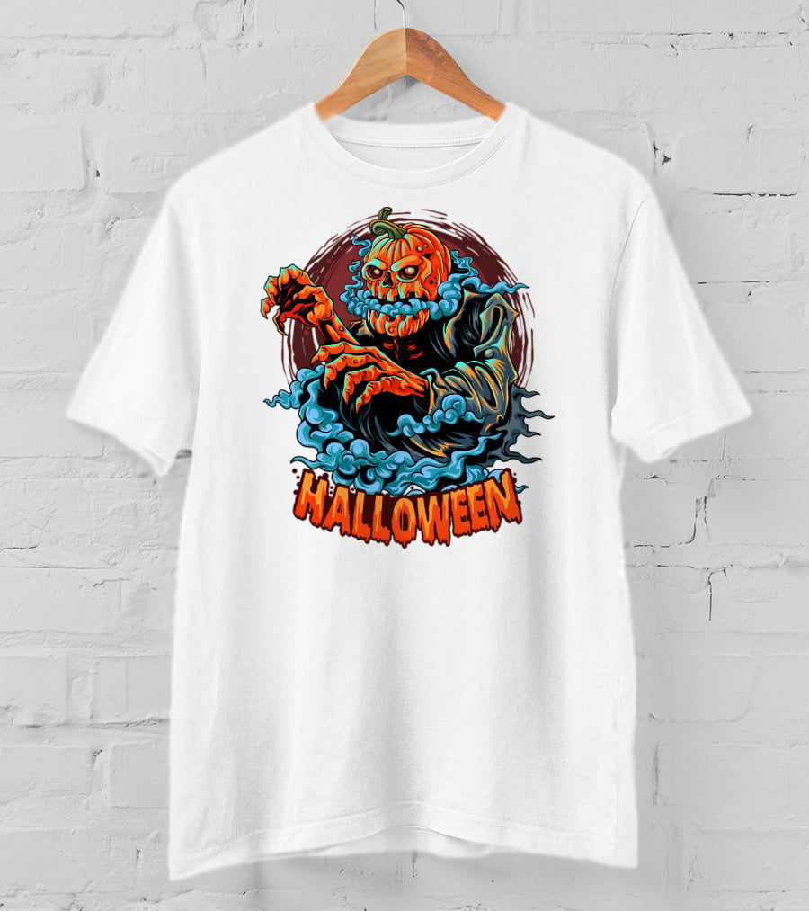 Halloween Pumpkin-Headed Zombie With Ghoulish Aura T-Shirt
