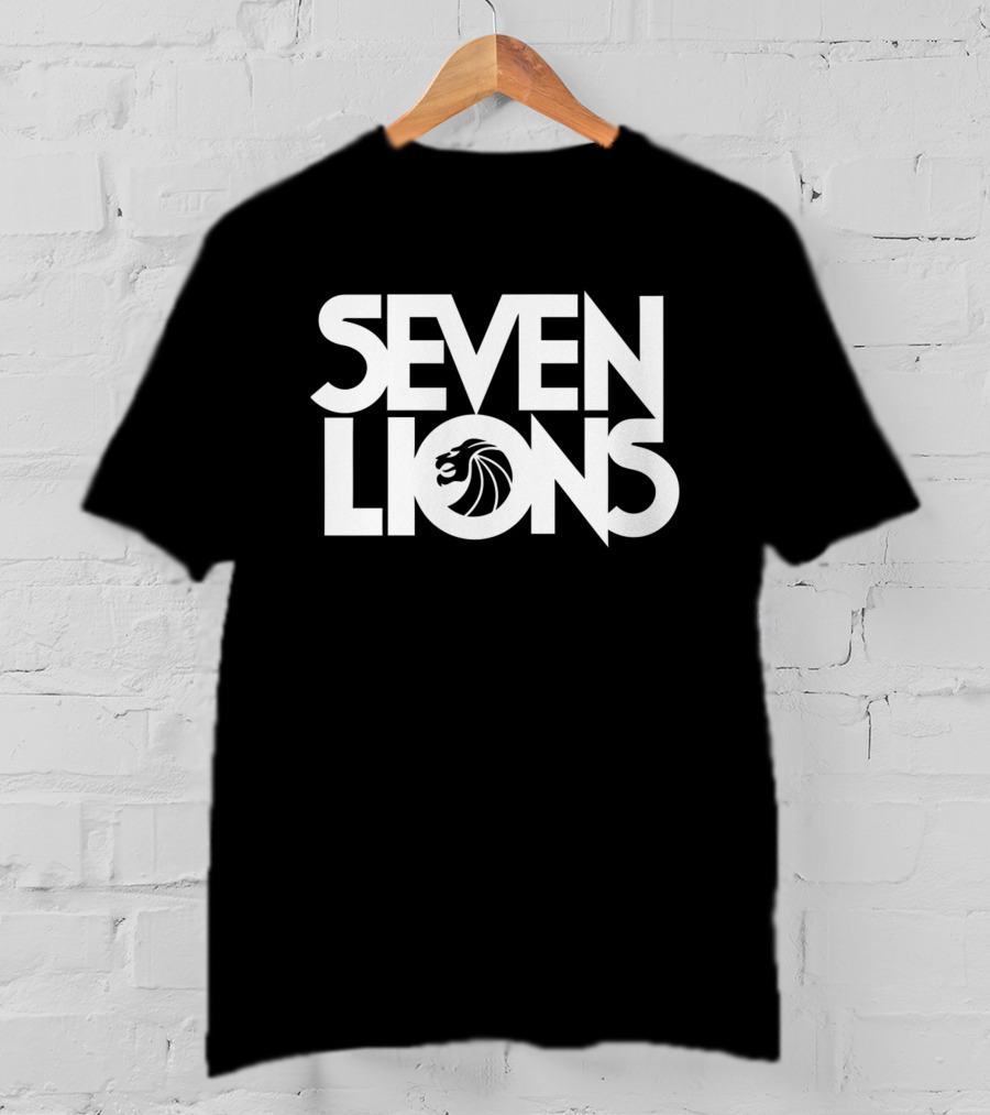 Seven Lions Bold Stacked Text With Lion T-Shirt