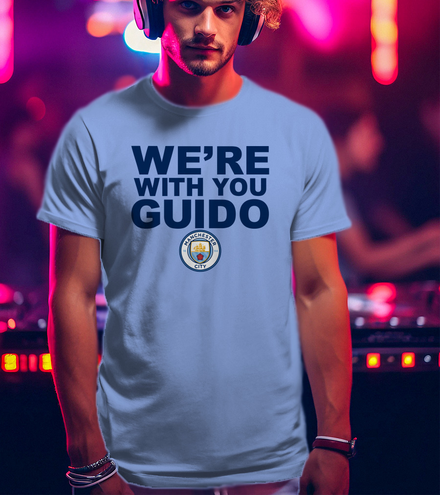 Manchester City We're With You Guido Support Belgian Fan Pep Guardiola Simon Bajkowski T-Shirt