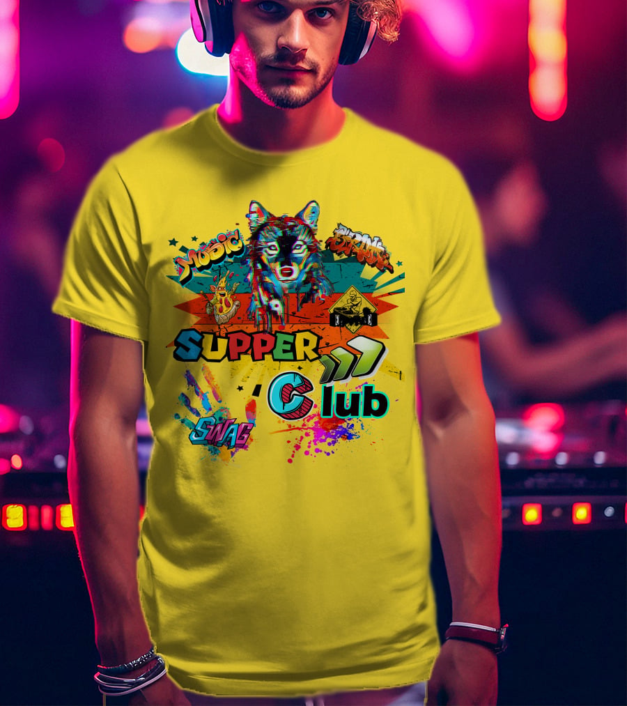 Supper Club Music Swag Street Art Wolf T-Shirt