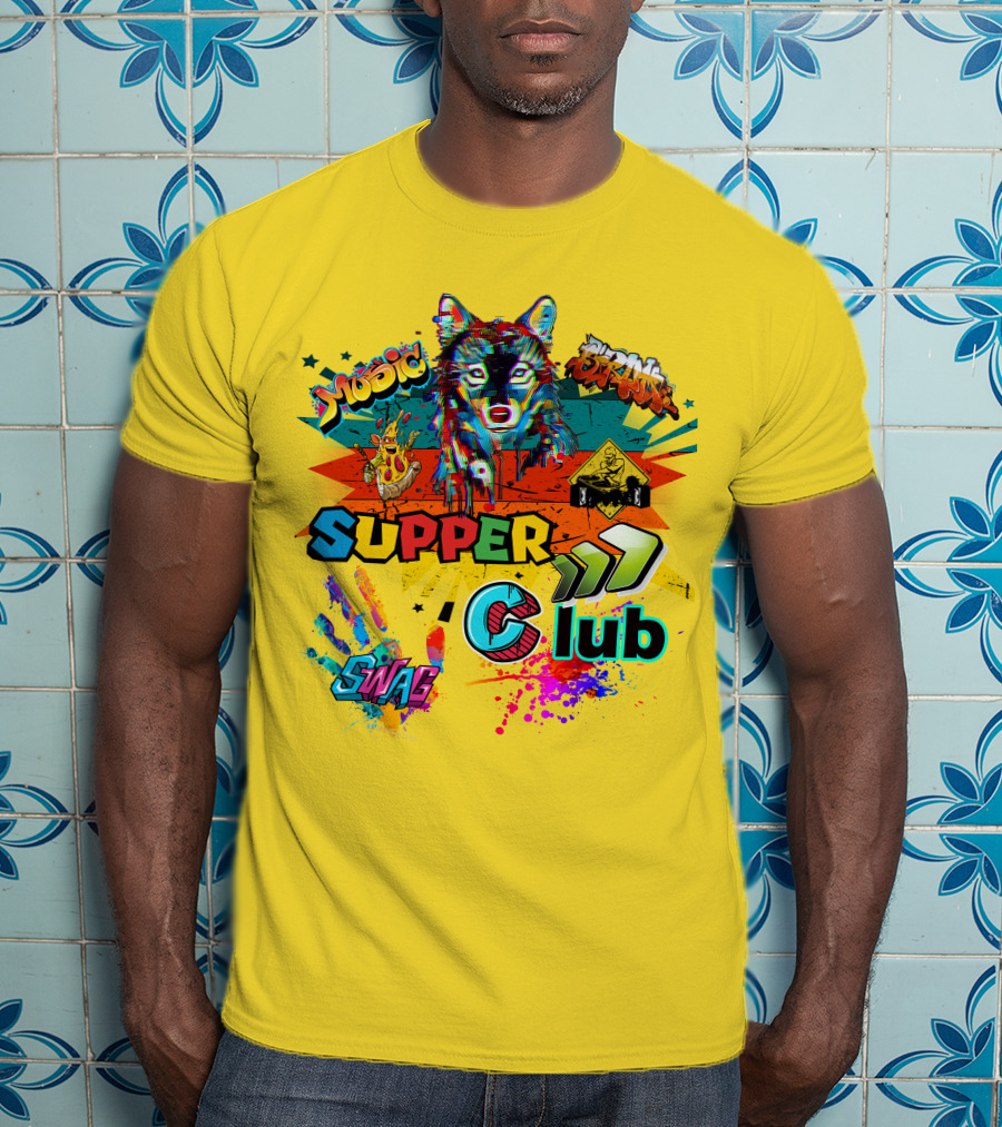 Supper Club Music Swag Street Art Wolf T-Shirt