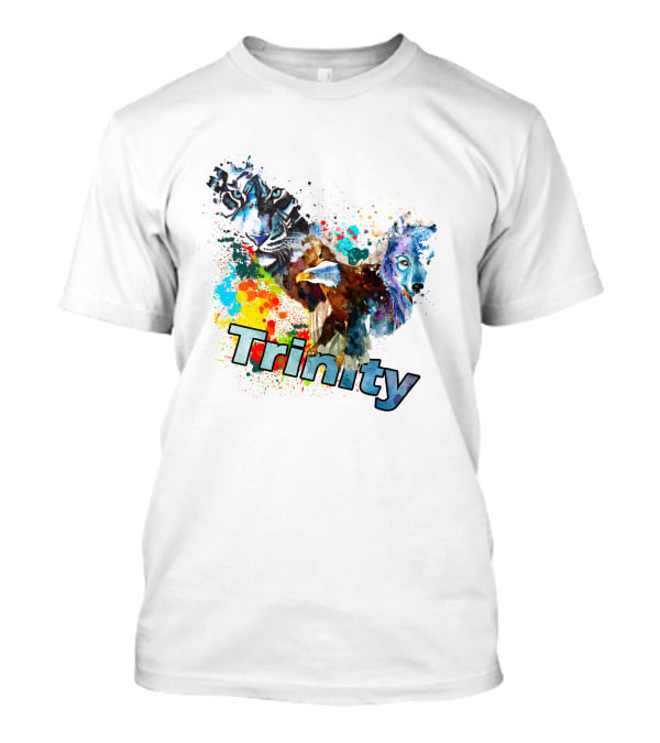 Trinity Zebra Eagle Wolf Watercolor Splash T-Shirt