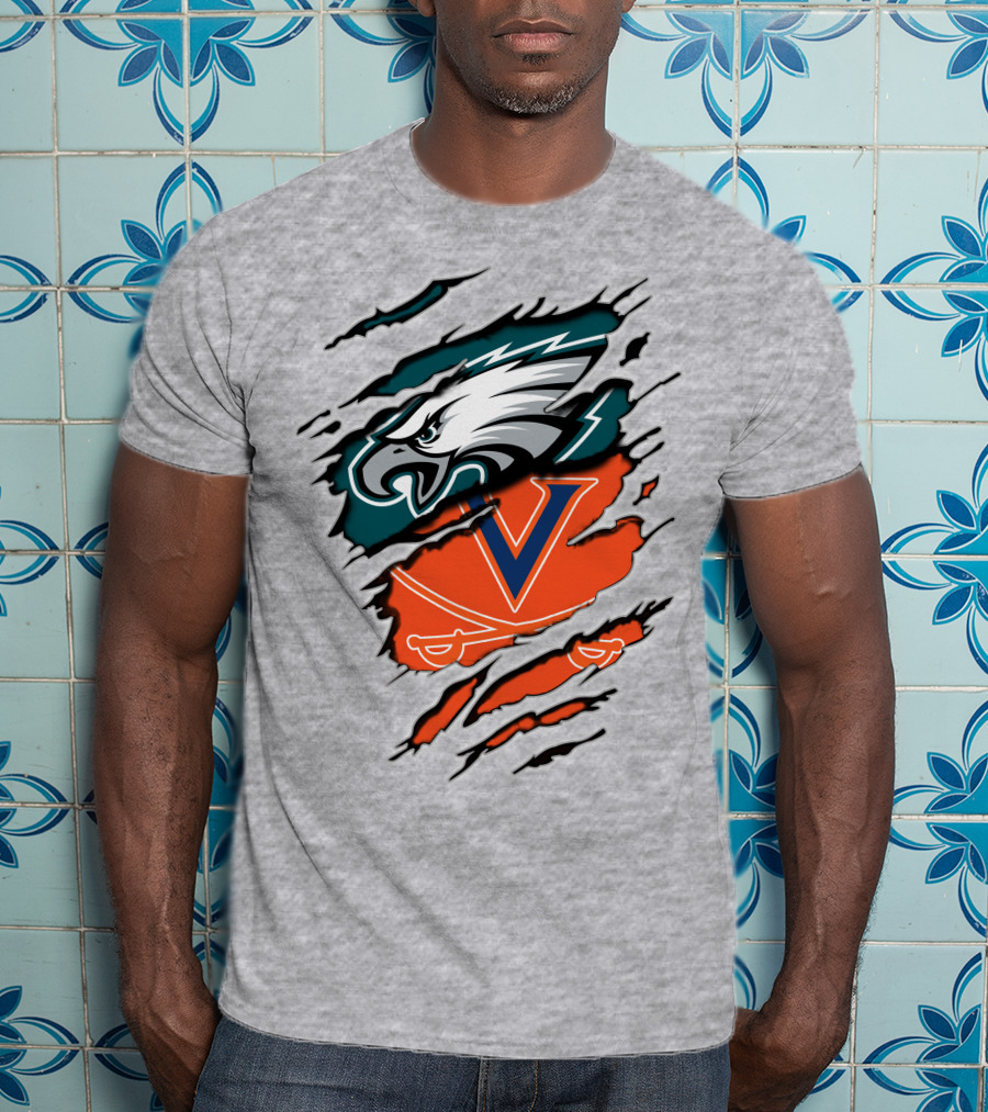 Eagles And Cavaliers Fan Crossover Torn Legacy T-Shirt