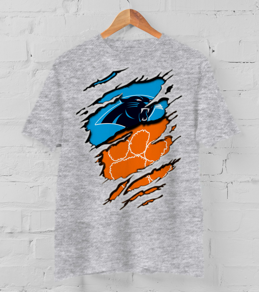 Carolina Panthers Clemson Tigers Paw Scratch T-Shirt