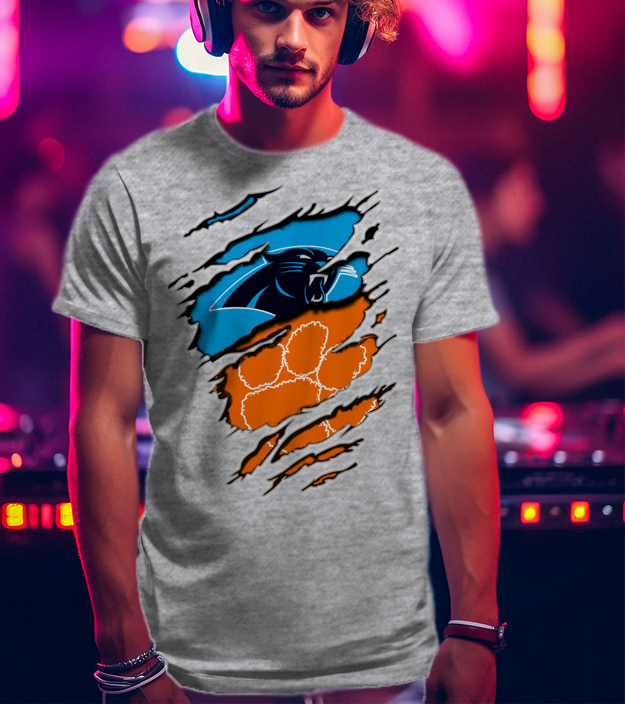 Carolina Panthers Clemson Tigers Paw Scratch T-Shirt