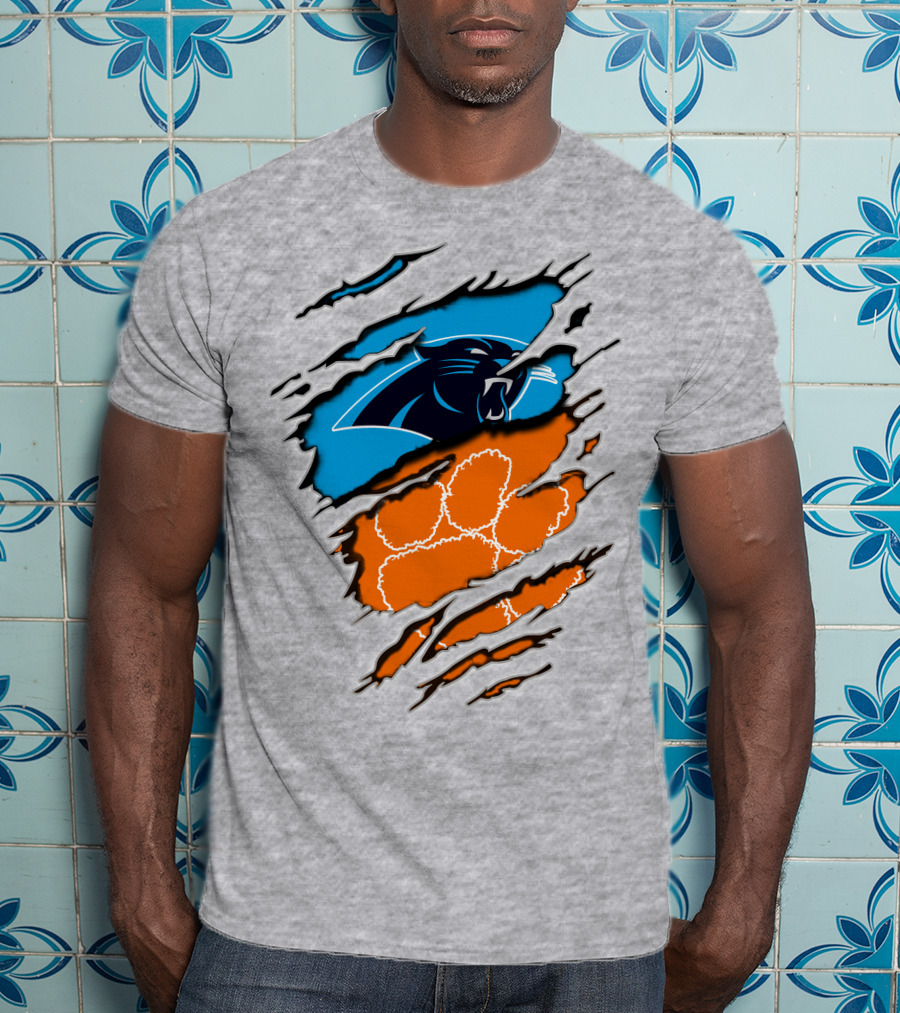 Carolina Panthers Clemson Tigers Paw Scratch T-Shirt