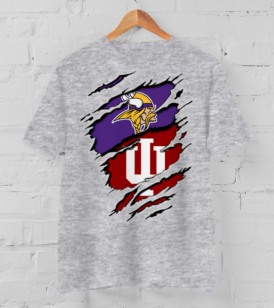 Vikings Indiana Hoosiers Torn Logo Mashup T-Shirt