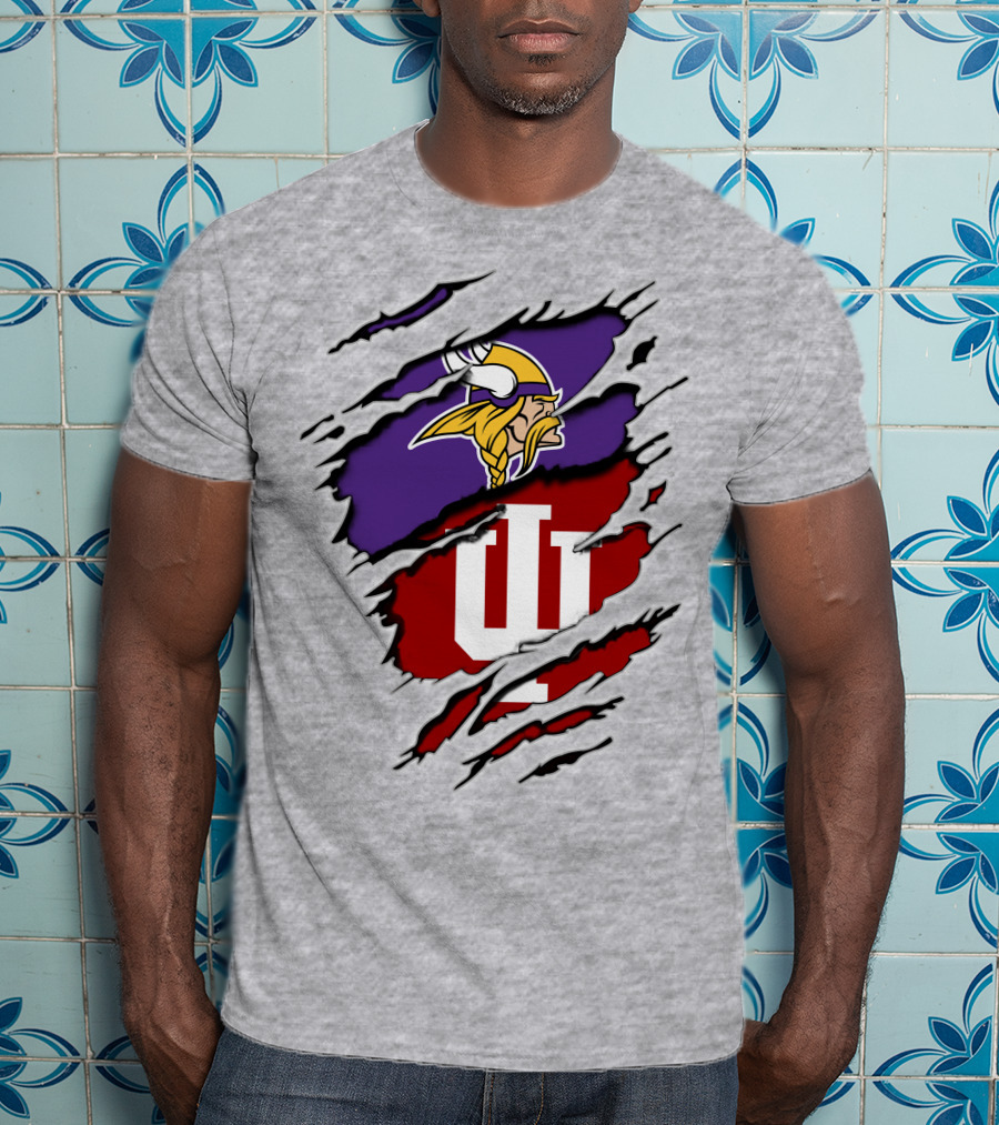 Vikings Indiana Hoosiers Torn Logo Mashup T-Shirt
