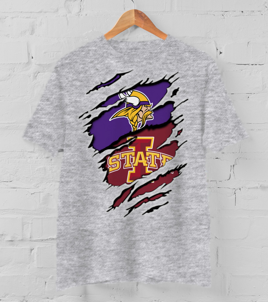 Minnesota Vikings Iowa State Cyclones Ripped T-Shirt