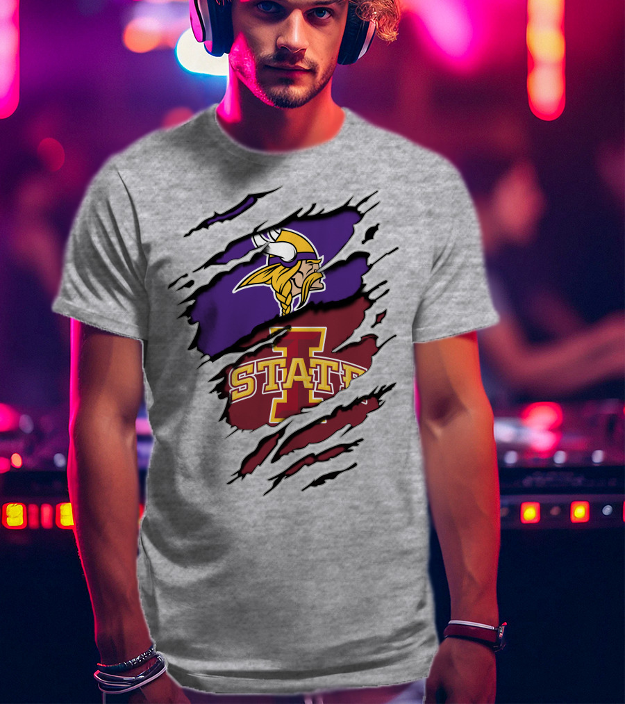 Minnesota Vikings Iowa State Cyclones Ripped T-Shirt