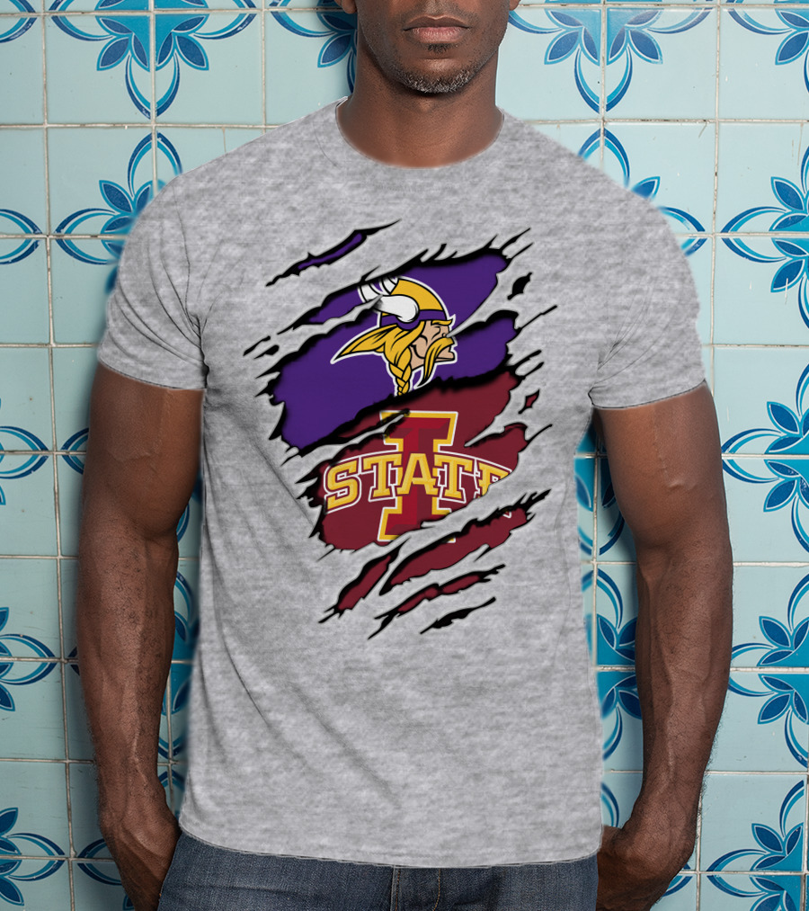 Minnesota Vikings Iowa State Cyclones Ripped T-Shirt