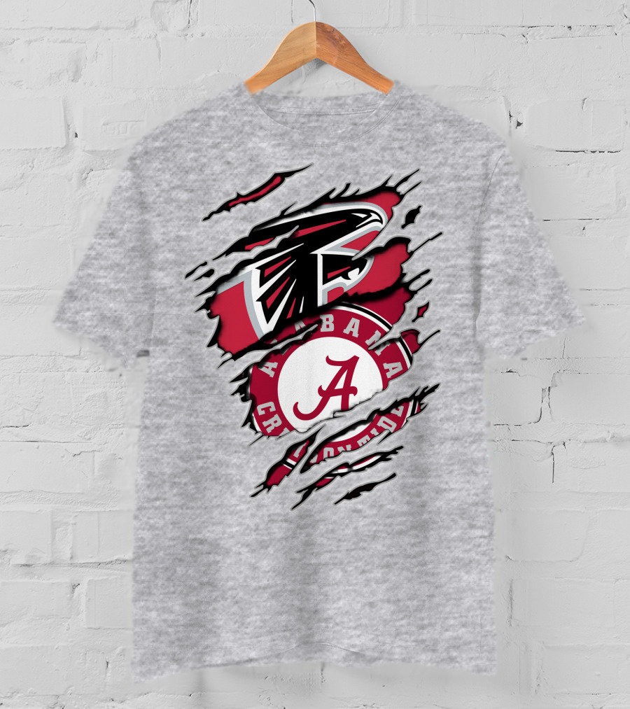 Alabama Crimson Tide Atlanta Falcons Ripped T-Shirt
