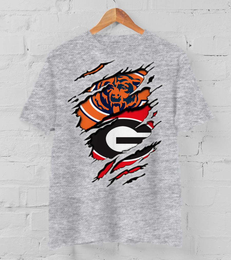 Chicago Bears Georgia Bulldogs Logo Mashup T-Shirt