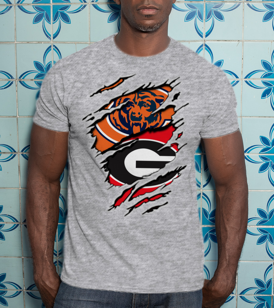 Chicago Bears Georgia Bulldogs Logo Mashup T-Shirt