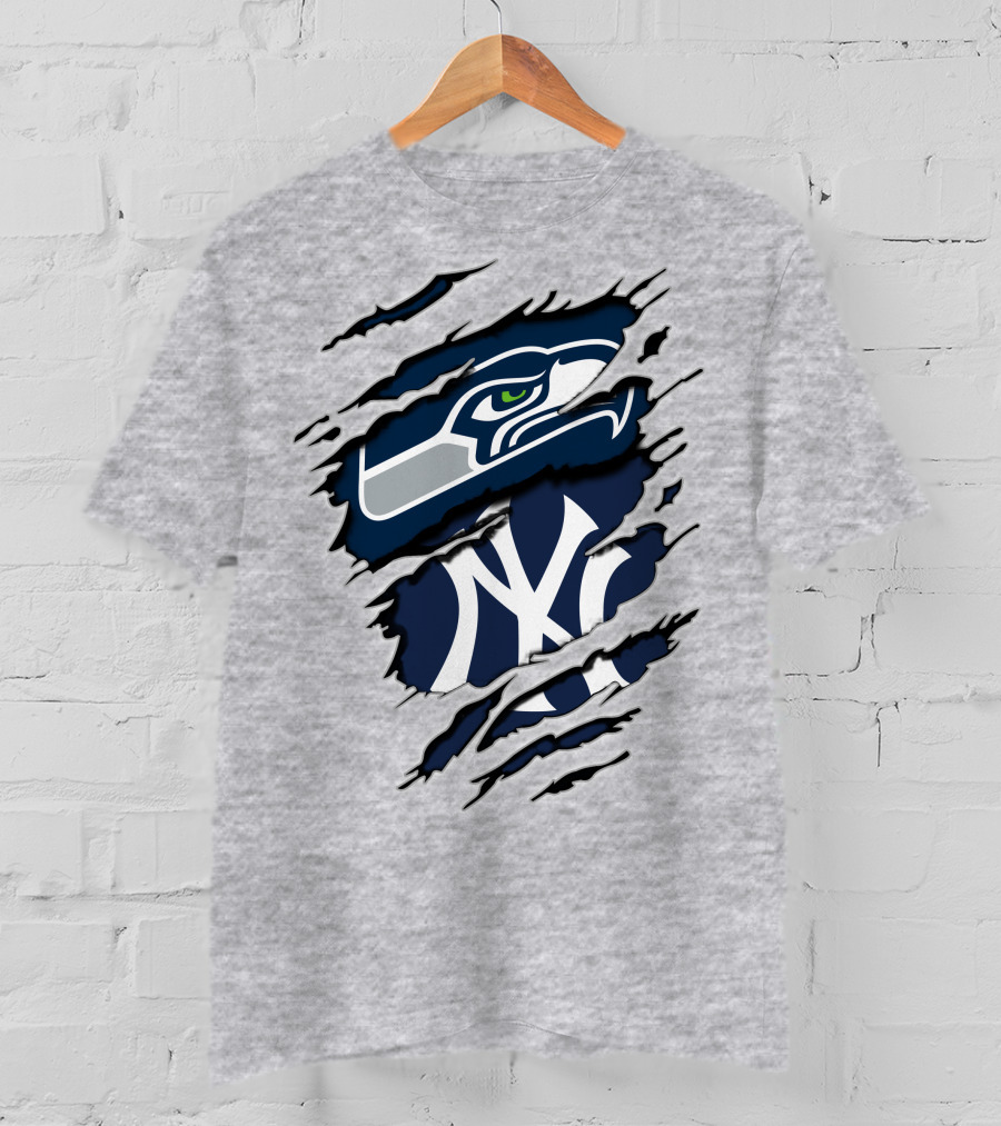 Seahawks Yankees Logo Fusion T-Shirt