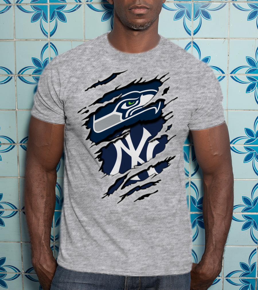 Seahawks Yankees Logo Fusion T-Shirt