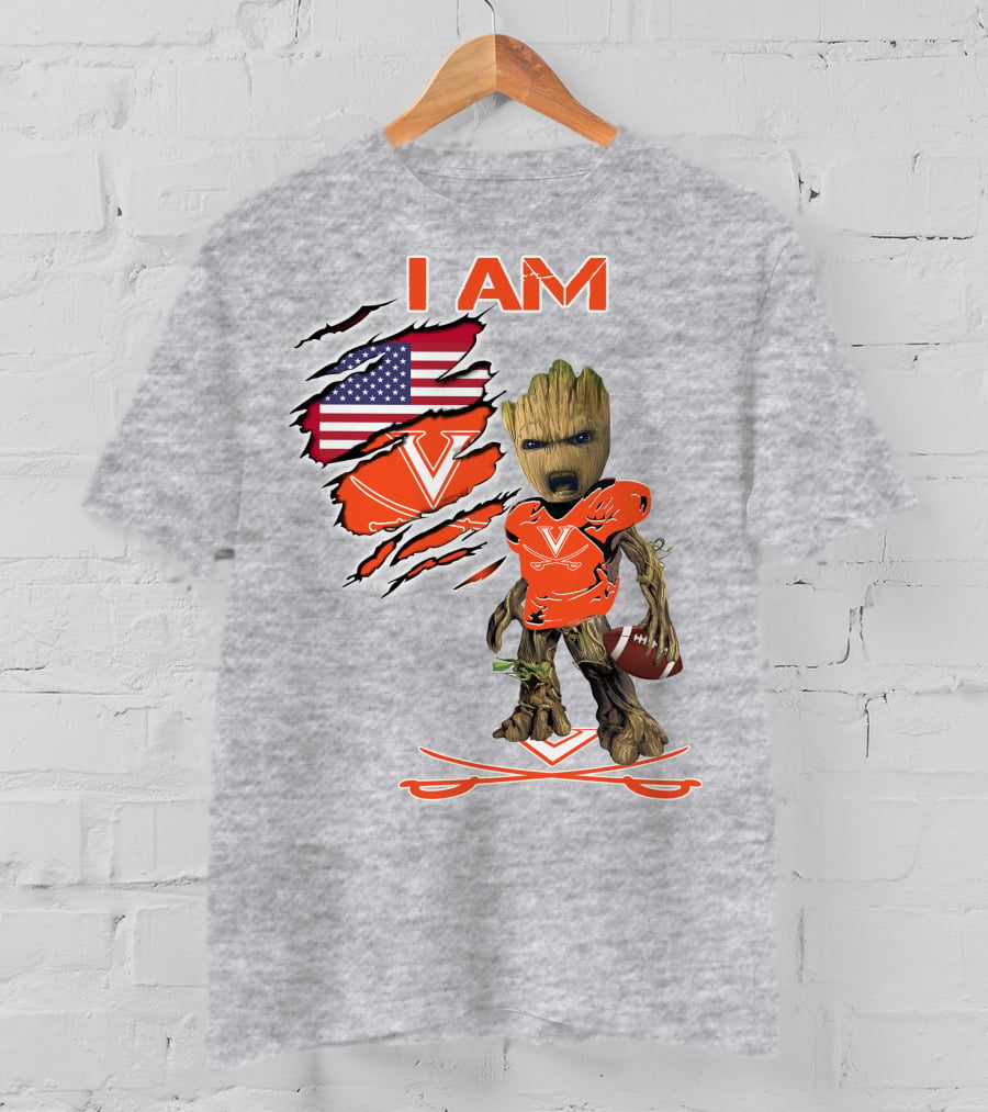I AM Cavaliers Groot Football USA Flag V T-Shirt