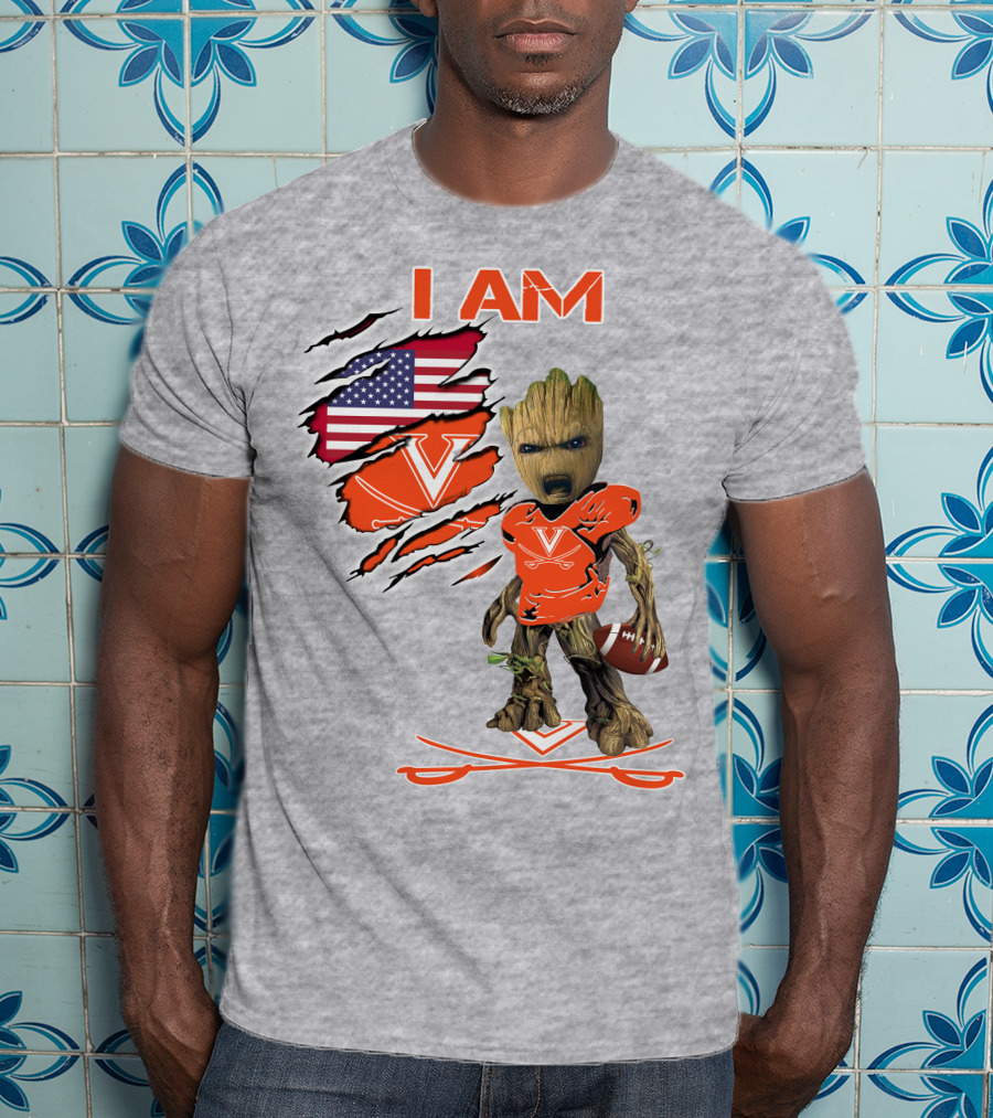 I AM Cavaliers Groot Football USA Flag V T-Shirt