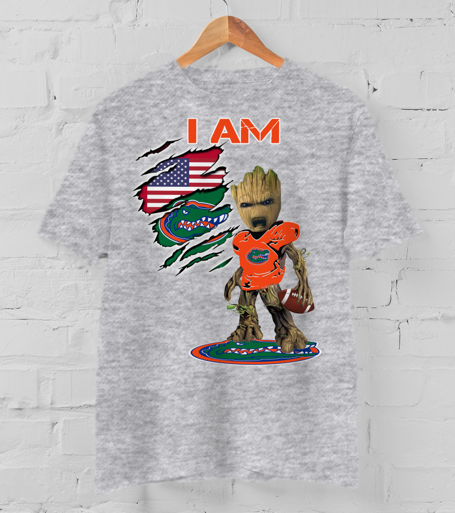 I AM Groot Florida Gators USA Flag Football T-Shirt