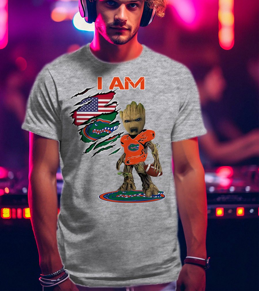 I AM Groot Florida Gators USA Flag Football T-Shirt